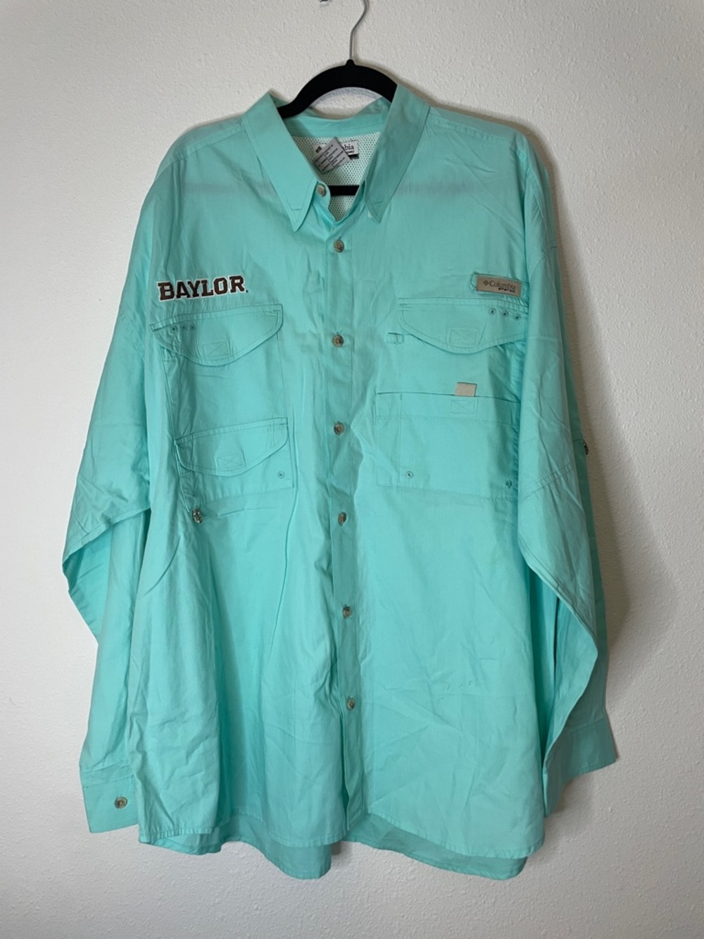 Baylor University Bears Shirt Mens Columbia PFG Button Up Fishing‎ Shirt